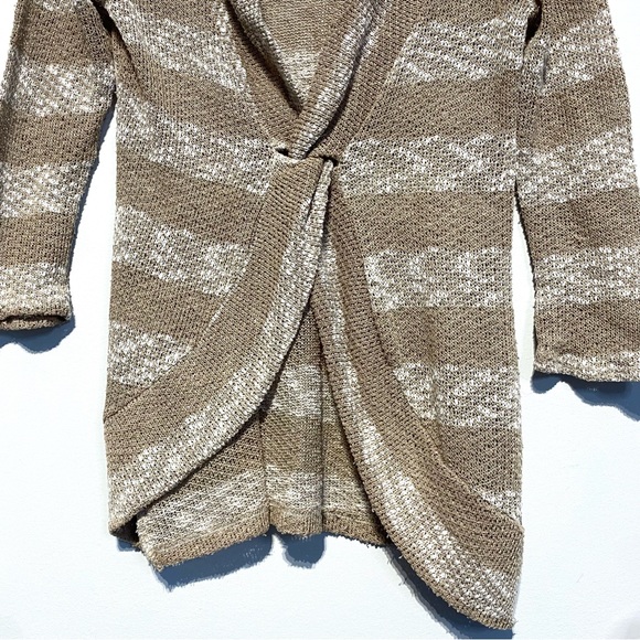 🛍️ 4 for 20$ / Smart Set Stripes Open Neck Sweater / Tan / S - Picture 3 of 10